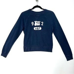 Abercrombie & Fitch Y2K Varsity Distressed Embroidered Bulldog Crewneck Preppy